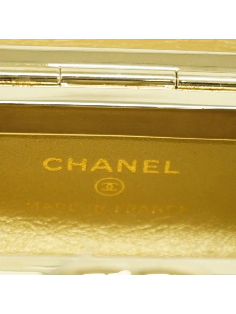 Chanel Airpods Case Quilted Lambskin White Champagne Gold Shoulder